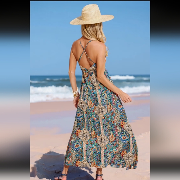 Cupshe Multicolor Paisley V‑Neck Maxi Dress - Picture 2 of 11